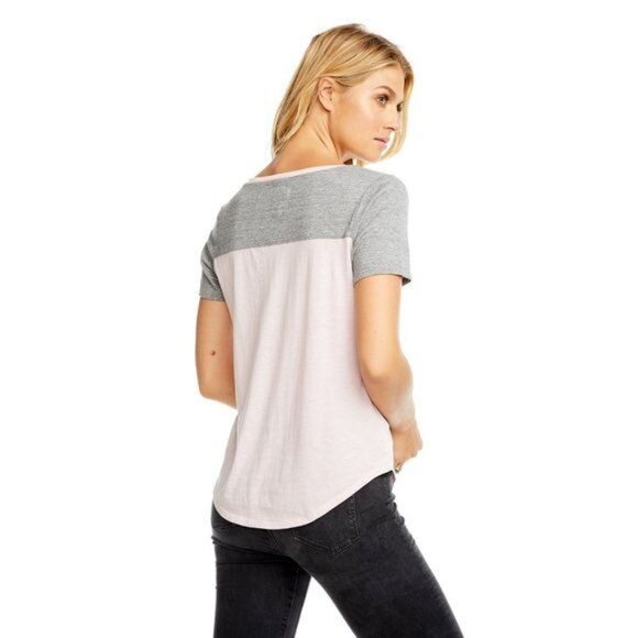 Blocked Jersey V-Neck Tee - Picture 2 of 3